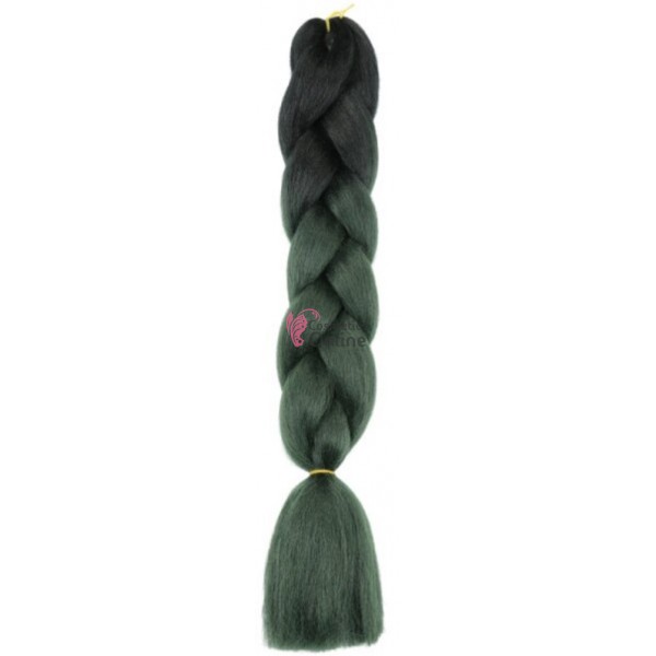 Coada de par afro impletita Premium  Ombre 2 de 60 cm Brunet-Peackock A11
